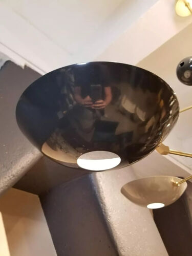 3 Light Pendant Mid Century Modern Raw Brass Sputnik chandelier light Fixture - Picture 3 of 7