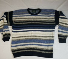 Rare Vintage Mens Jantzen Pullover Sweater XL Made In USA Blue Stripe