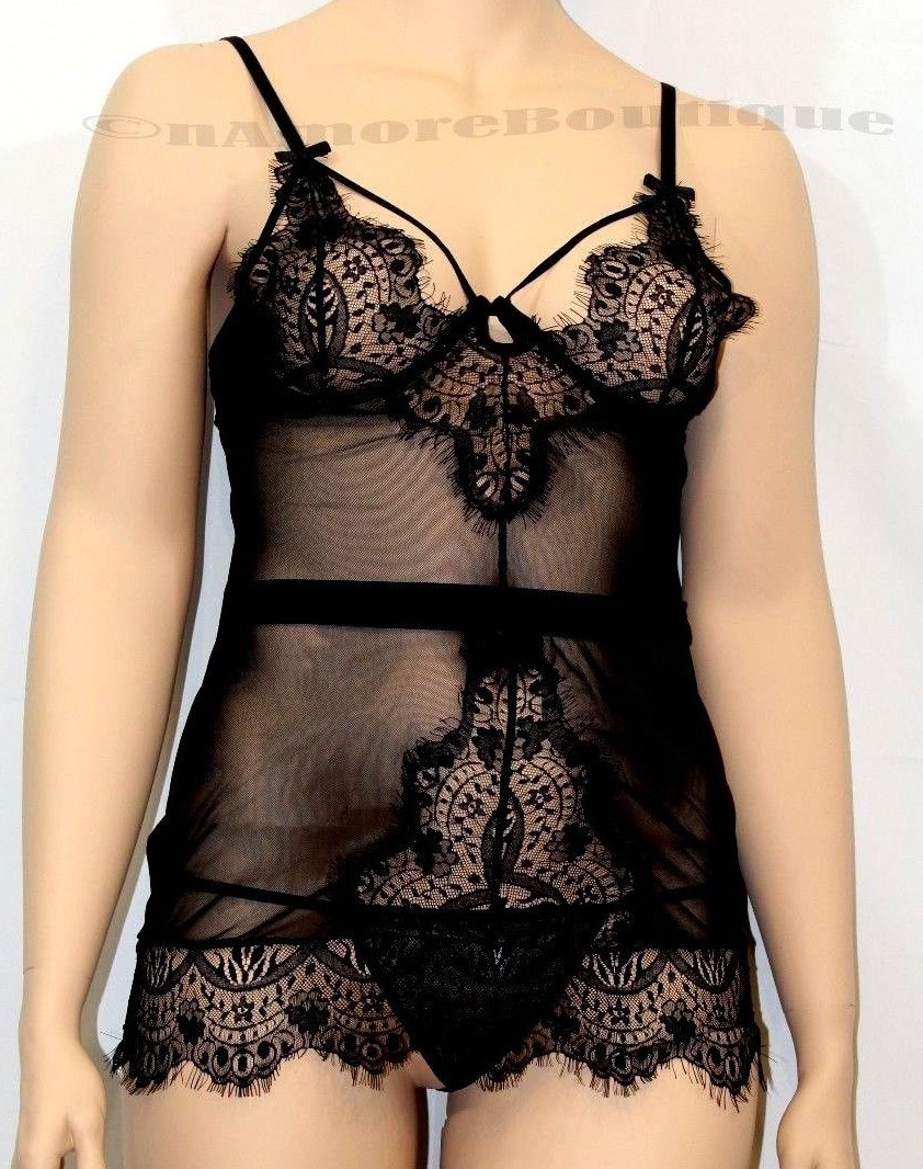 Plus Size Black Lace Chemise Sexy Lingerie Size: (US 14 - 16) XL