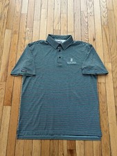 Straight Down Shirt Men L Polo Performance Stretch Golf Embroidered Logo Striped