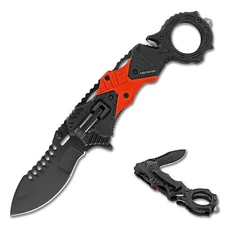 Tactical Survival Emergency Folding Pocket Knife with Flashlight & Glass Breaker