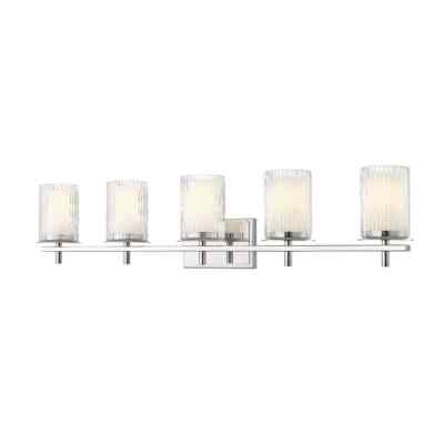 Z-Lite Grayson 40 in. 5-Light Chrome Vanity Light w/ Clear Etched Opal Shade