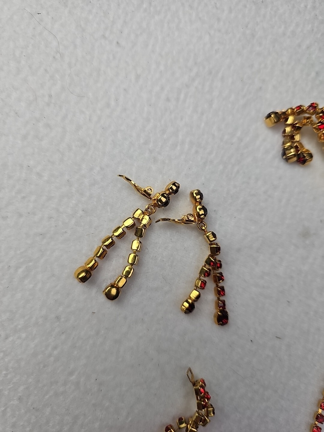 Faux Ruby Red Statement Necklace 16-17” Earrings … - image 16