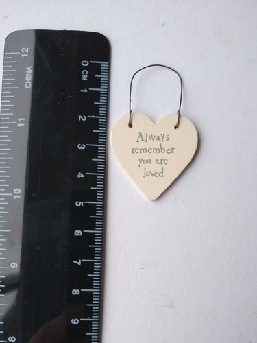 East of India Tiny Wooden Heart Always Remember You Are Loved Hanging Valentines - Picture 2 of 3