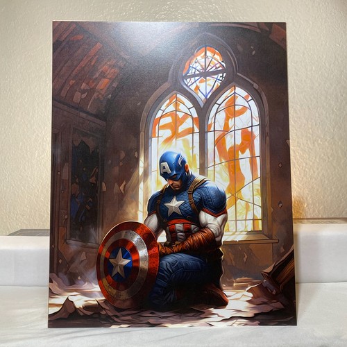 Captain America Poster 11"X14" - Movie Avengers Steve Rogers Prayer Art Print - Picture 2 of 2