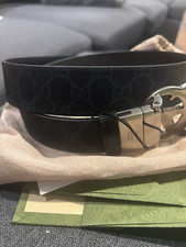 Gucci Men's Black Belt with Interlocking GG w.37.gg MRT GG SUPREME/1000 80
