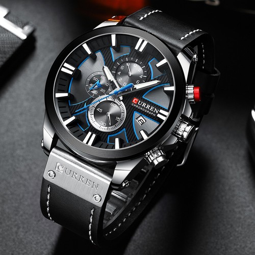 CURREN 8346 Men Watches Sport Leather Watch Y4D0 - Picture 2 of 11