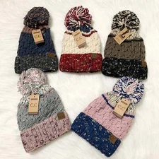 C.C Mixed Lined Pom Beanie (Adults), Winter Hat, Winter Beanie, Premium Beanie