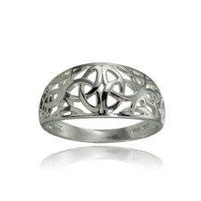 Sterling Silver High Polished Filigree Cletic Knot Ring, Size 5