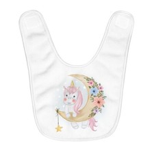 Cute Unicorn with Moon - Fleece Baby Bib