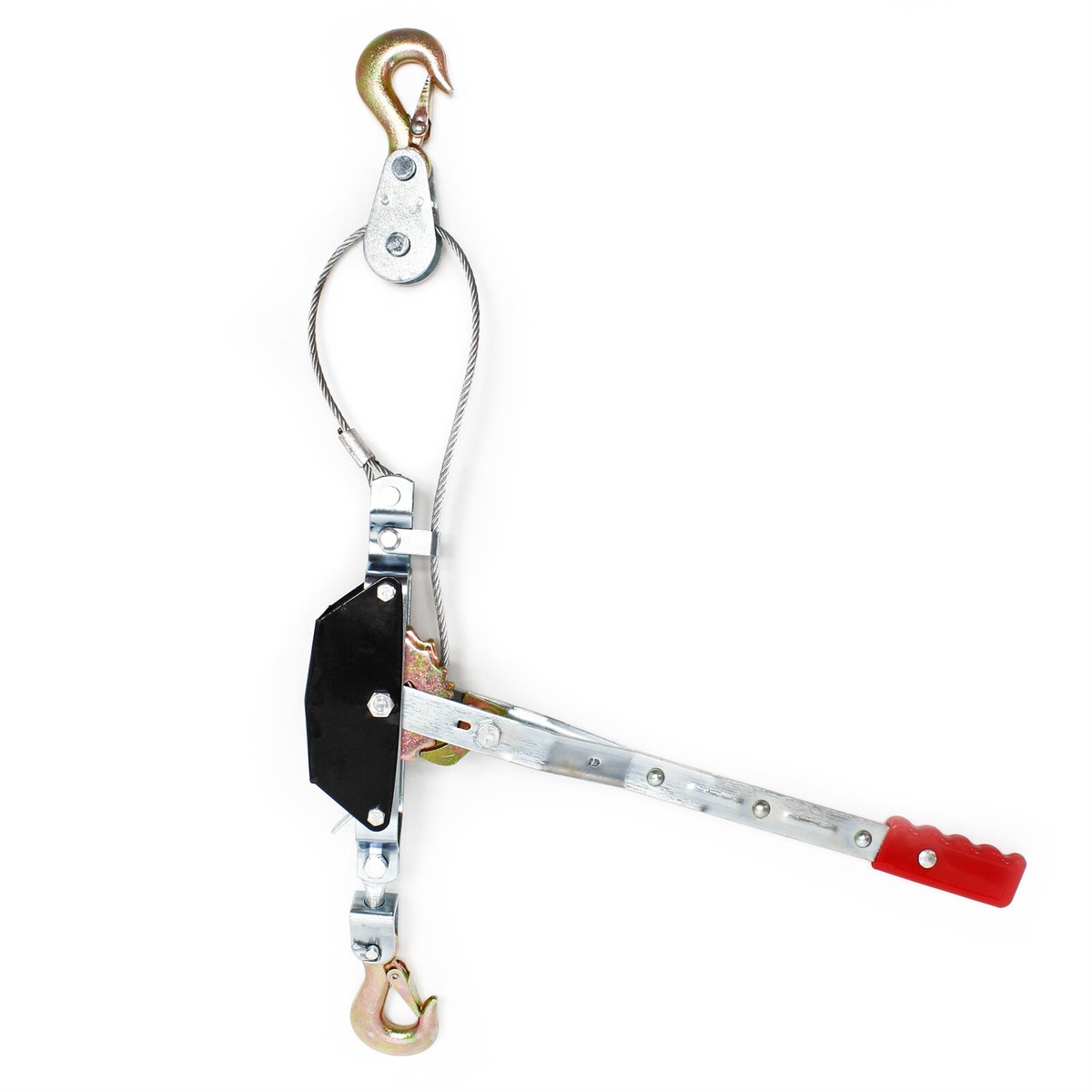 Paranco A Leva Manuale 2000 Kg - Argano Con Fune Acciaio 2,2m E 2 Ganci Di Sicurezza