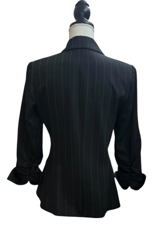 Blazer Bisou Bisou Mujer Negro Rayas Solapa Reunida, Mangas Forrado 8 Foto 3 de 4