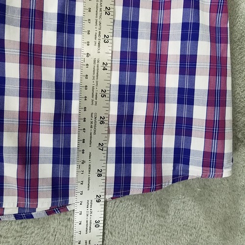 Camisa Eton Para Hombre 16/41 Azul Púrpura A Cuadros Calce Ajustado Abotonada Manga Larga - Imagen 7 de 8
