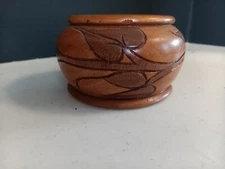 Hand Carved Multi colored Wood Decorative Round Bowl  4.5"x 3"