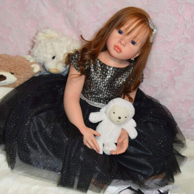 40in Unassembled Reborn Doll Pretty Toddler Girl Kit Rooted Hair Cloth Body Gift