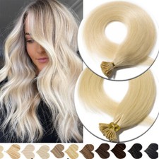 100 Strands Stick I-Tip Remy Human Hair Extensions Micro Ring Beads Link 50-150G