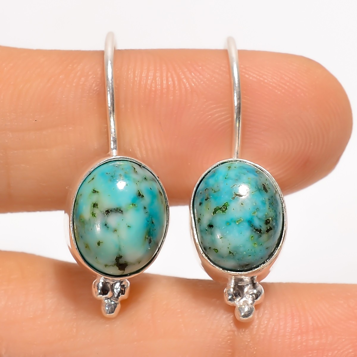 Chrysocolla Gemstone Fashion Jewelry 925 Silver Dangle Earrings
