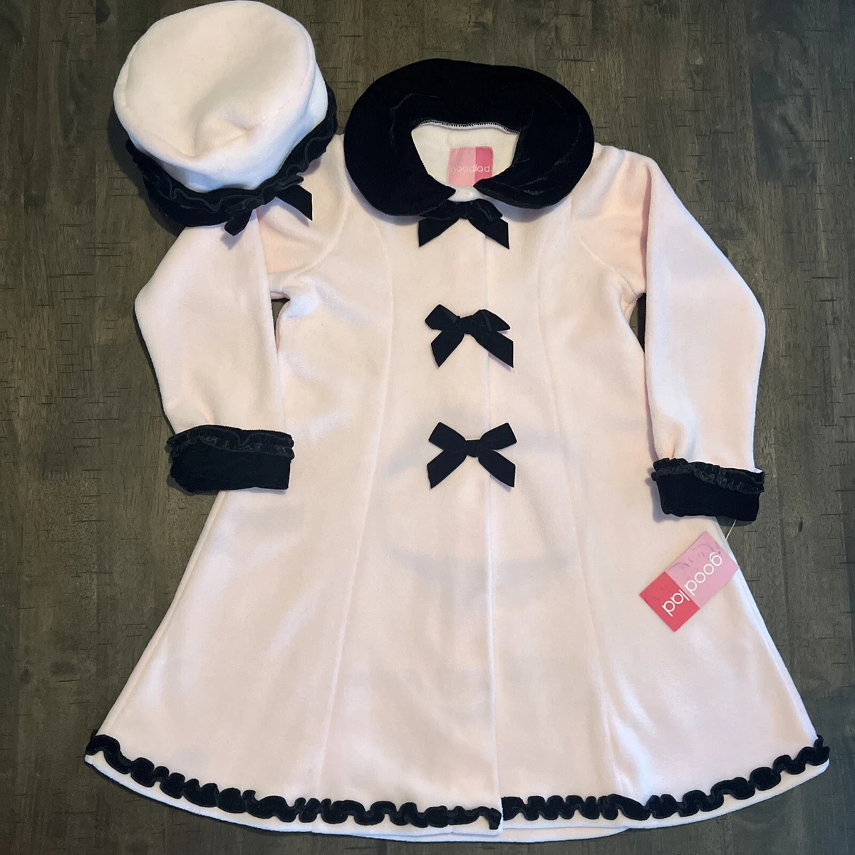 Good Lad Apparel Girls Size 6X Pink Black Coat W Matching Hat
