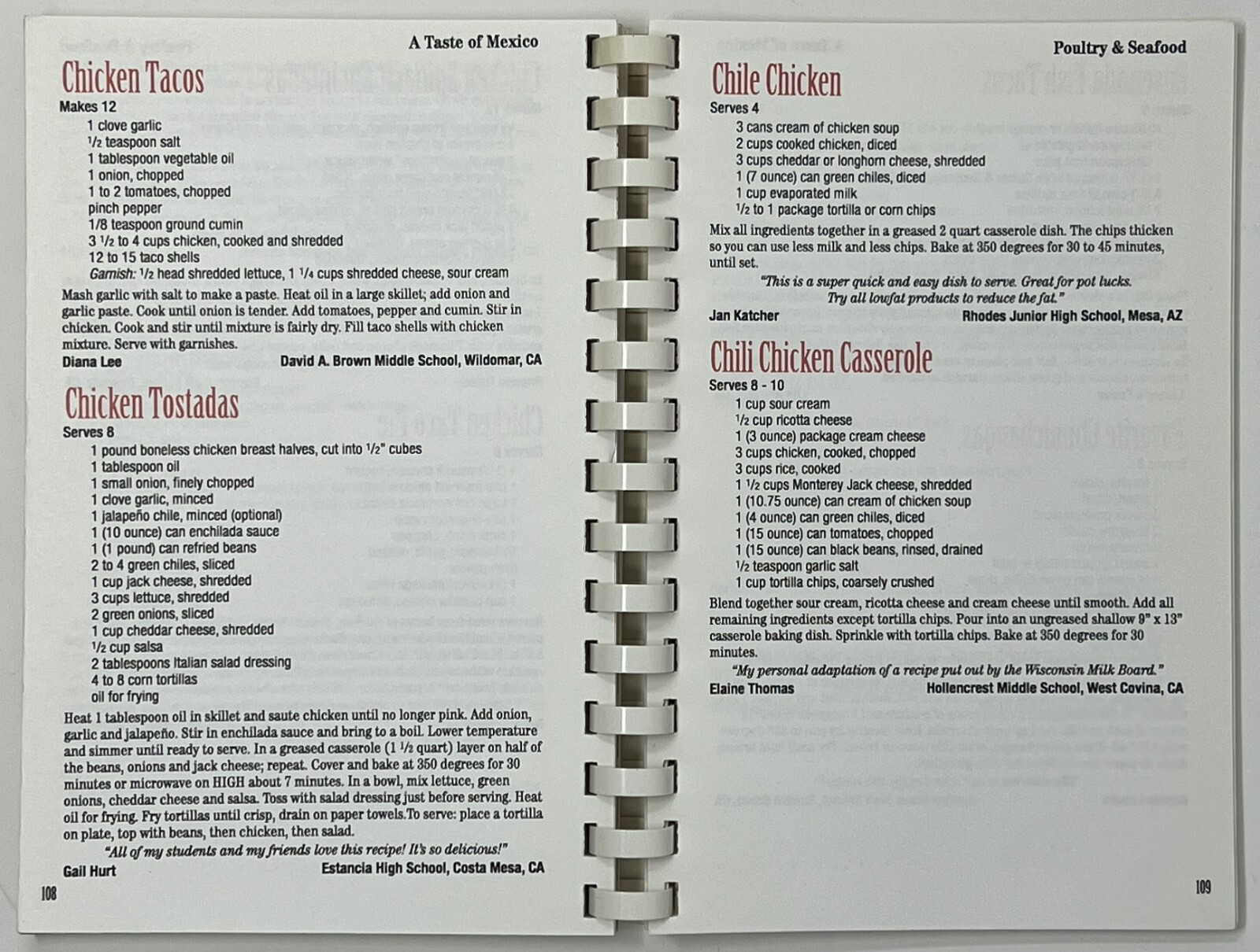 A Taste of Mexico: Mexican, Southwest and TexMex Favorites -1997 Spiral-Bound PB