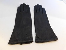 VAN RAULTE LADIES BLACK LEATHER GLOVES ACRYLIC KNIT LINING SIZE 6