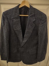 Evan Picone Navy Blue Blazer Jacket Wool Tweed 36r Woodward & Lothrop R5