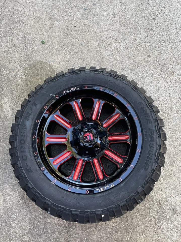 rims, fuel, off road rims, red and black, 20X12, 5 Set Rims, 6 lug nut rims, - Image 4 of 4