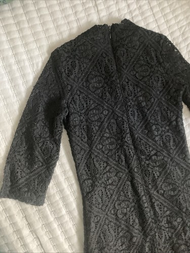 Girls Kids Guess Brand Black Dress Long Sleeve Lined Size Small Stylish Crochet - Picture 17 of 22