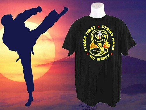 Cobra Kai TShirt Adult UnisexMedium Strike Hard Strike First No Mercy Karate Kid - Picture 6 of 6