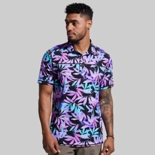 NWT Born Primitive Regular Men's Tek Polo Ombre Palm Multicolor Sz Large