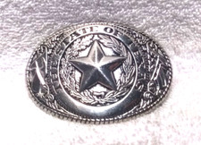 Shiny Silver The State OF Texas Center Star Flags Sides Belt Buckle Great Shape