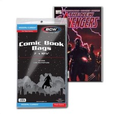 100 BCW Thick Current Modern Size Comic Book Bags Acid Free Poly 7"x 10 1/2"