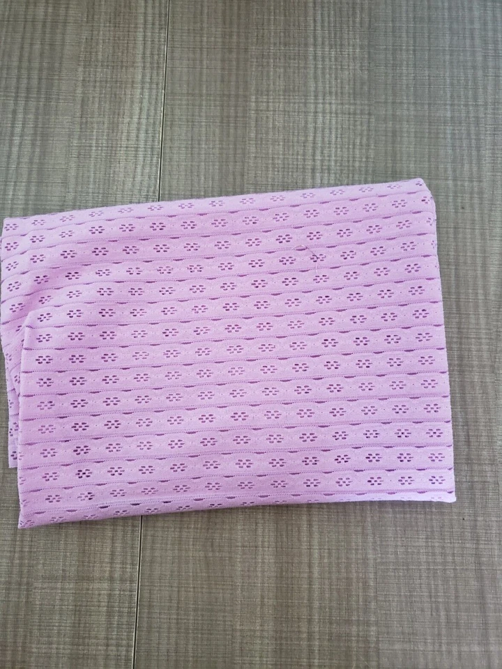 One-way Stretch Eyelet Lace Stripes Lilac Fabric 24 L "x 36 W" - Image 2 of 3