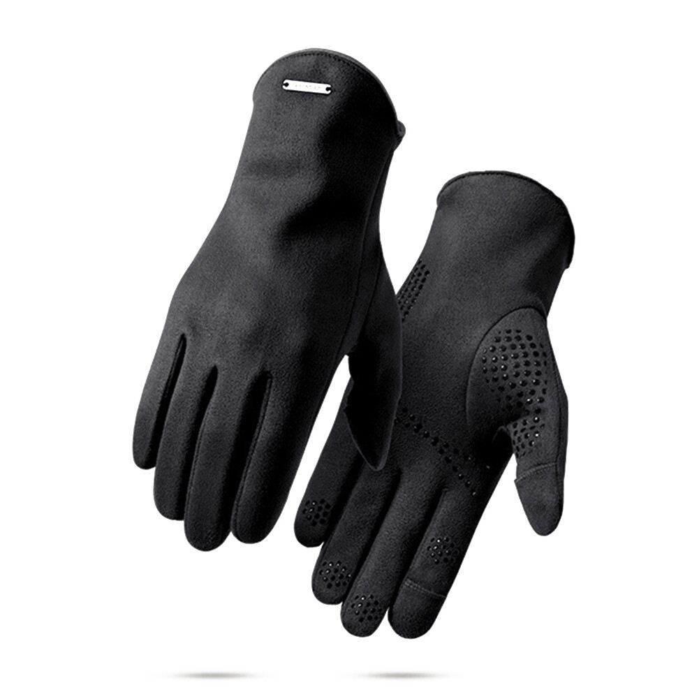 Winter Warm Gloves Windproof Suede Touch Screen Driving Gloves Black Winter warm gloves windproof suede touch screen driving gloves black