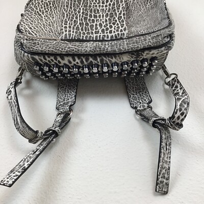 Alexander Wang Dumbo Backpack White Black Rhodium Studded Textured