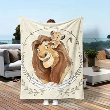 Disney Lion King Simba & Mufasa Lion Fleece Blanket