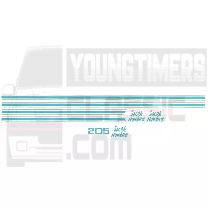 Stickers Peugeot 205 sacré numéro kit déco résistant aux UV couleur 2