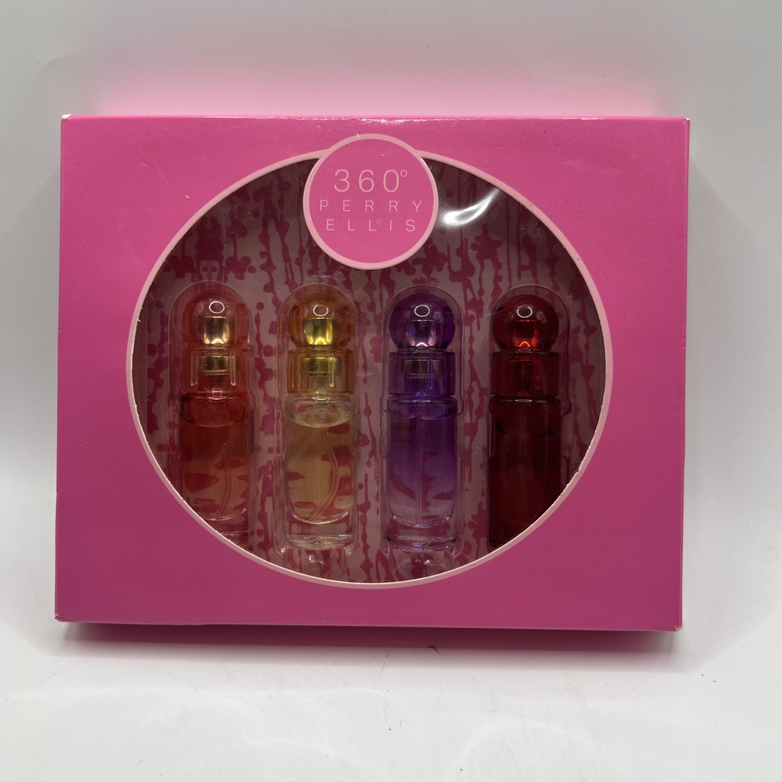 Perry Ellis 360 Mini Gift Set Women, Coral, Purple, Red 4-pack of .25 Fl Oz EDP