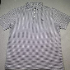 Rhoback Polo Shirt Mens XL White Star Print Texas Flag Golf Performance Stretch