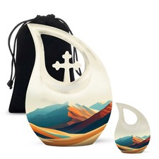 White Cat Urn: Container For Adult Human Ashes Remains