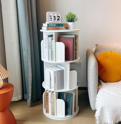 360° Wooden Rotating Bookshelf - 3-Tier Floor Stand Organizer for Kids & Adults