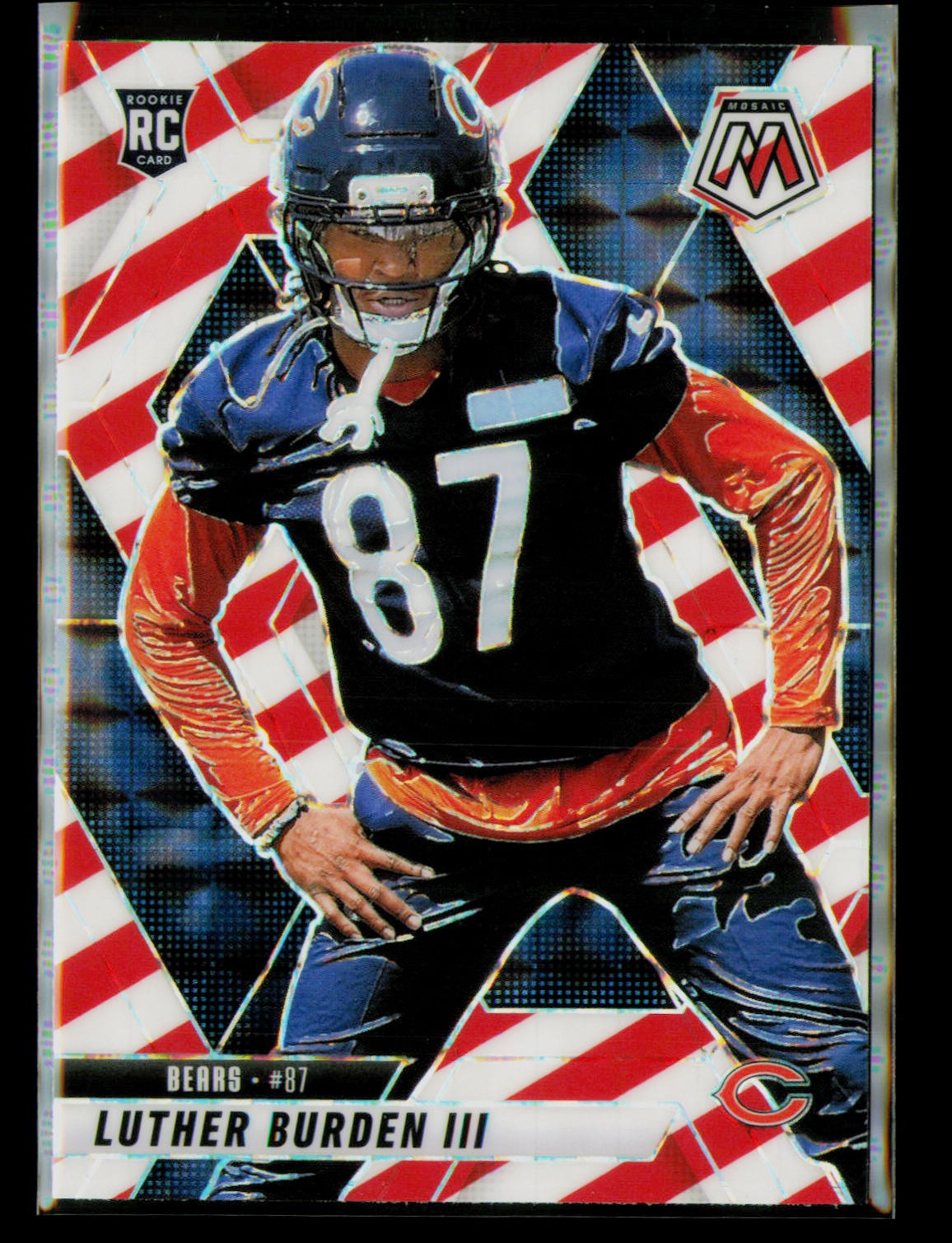 2025 Panini Mosaic Luther Burden III Mosaic Red and White Stripe #383