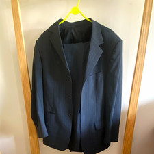 Smithy Men’s Black Pinstripe 2-Piece Suit, Regular 32in Chest/Waist, Wool Blend