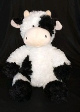 Aurora Cow Plush Stuffed Animal White Black Spots Tan Horns Face 2018