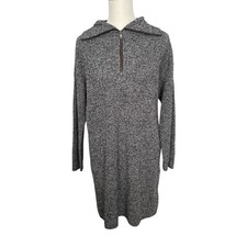 Madewell Dress Womens Small Gray Merino Wool Half Zip Collared Sweater Dress