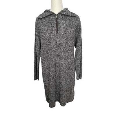Madewell Dress Womens Small Gray Merino Wool Half Zip Collared Sweater Dress