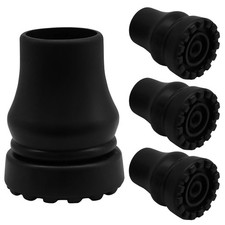 7/8 Inch Black Rubber Cane Tips 4 Pack Set