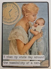 Mixed Media Collage Art Card ACEO ATC Vintage Snarky Women Possibility Of A Nap