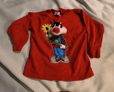 Rare Vintage 90s Looney Tunes Sylvester 3d Head Sweatshirt Sz 3t Graphic Shirt