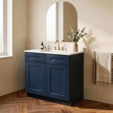 Navy Blue Shaker Base Cabinet with Soft-Close Hinges Adjustable Shelf