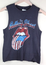 The Rolling Stones Shirt Womens XS Black Muscle Tee Rock Band Tank Crop Top